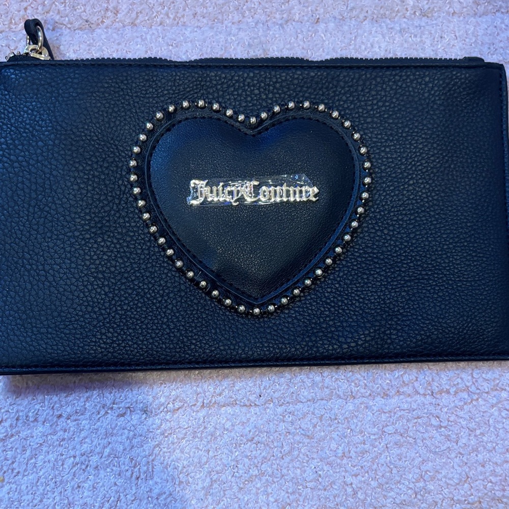 Juicy Couture Black Heart Embellished Wristlet